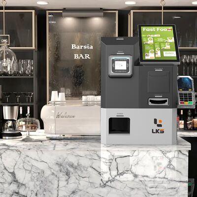 15 इंच का सेल्फ सर्विस कियोस्क बारकोड स्कैनर और वैकल्पिक आईडी कार्ड रीडर के साथ